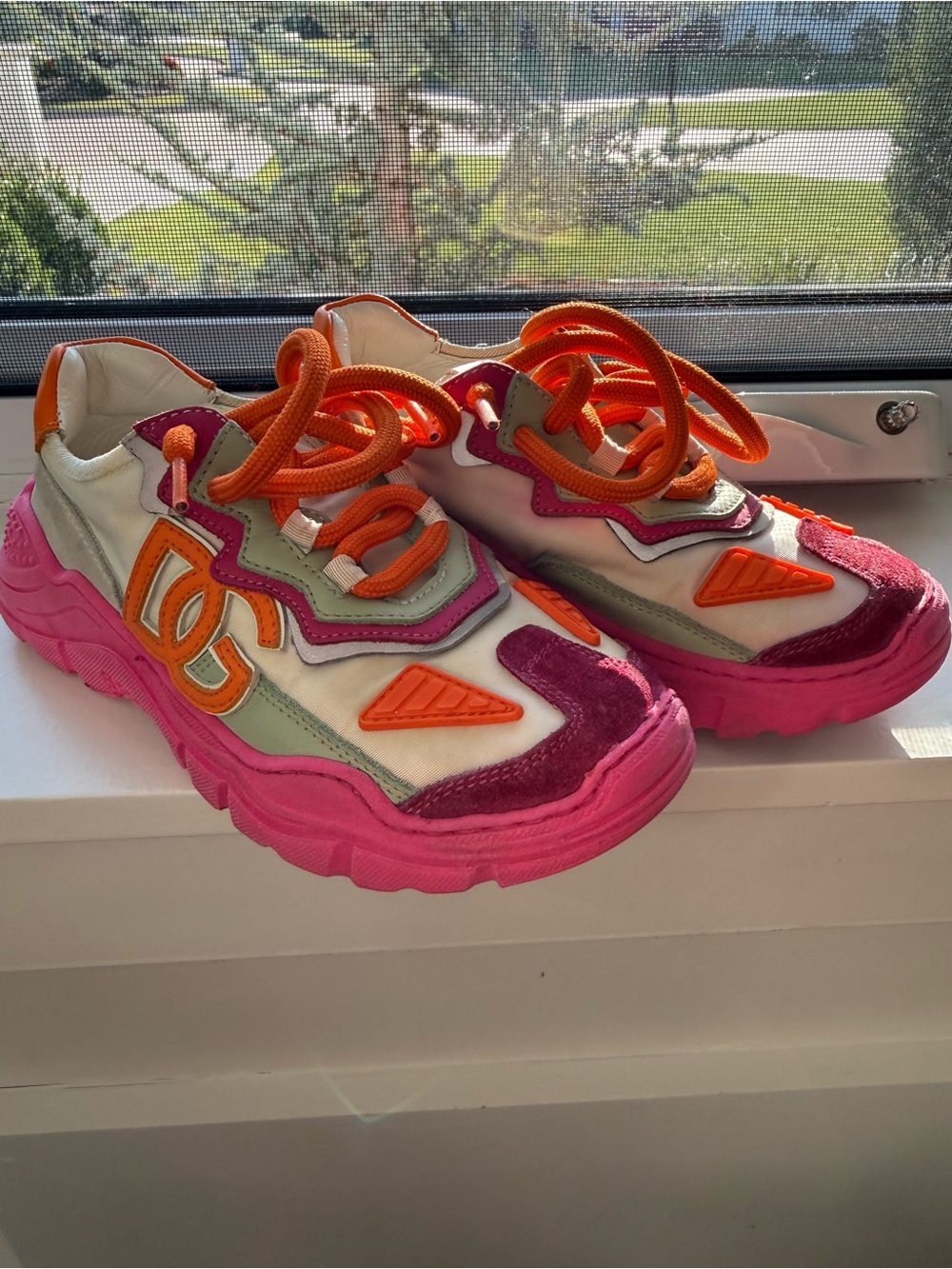 Dolce & Gabbana Kids Pink, Orange & Cream Chunky Sneakers - Picture 2 of 11